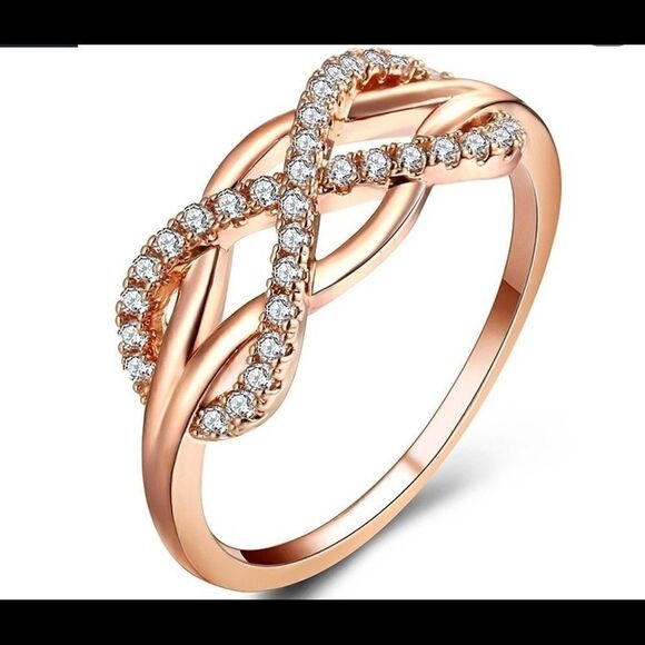 Exquisite Rose Gold PLATED Infinity Ring - Picture 3 of 7